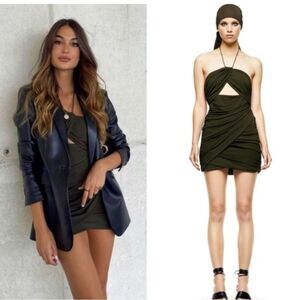 Zara Mini Cut Out Green Dress Size Medium.NWT